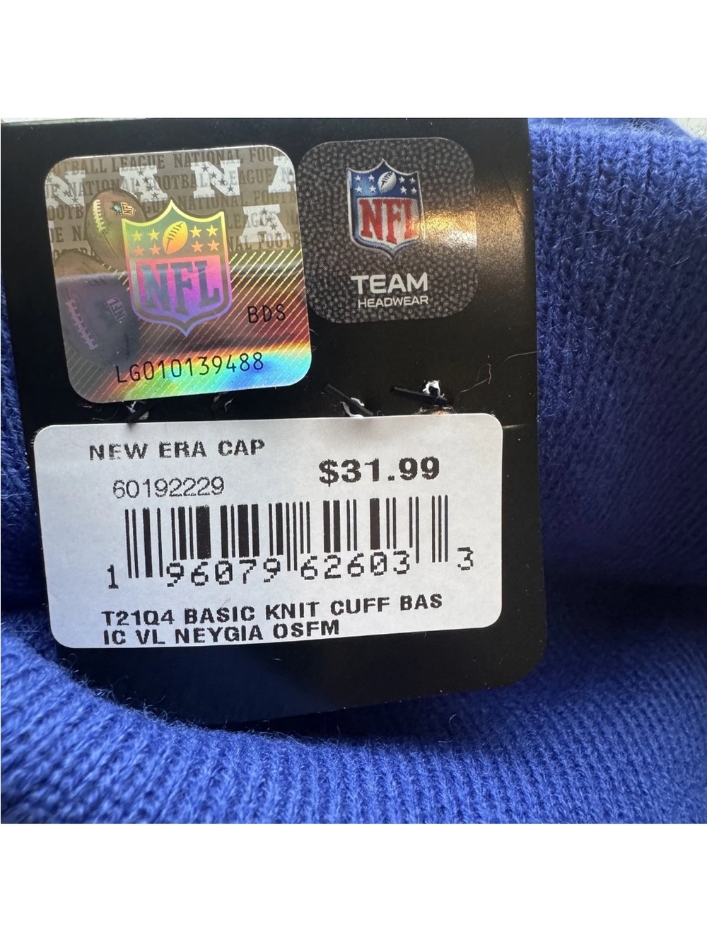 NFL New Era New York Giants Beanie Blue One Size Fits Most Acrylic Cap NWT NEW - Picture 2 of 7